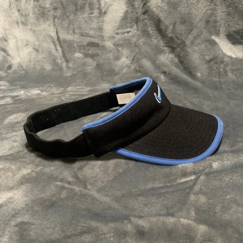 Nike Visor Women OSFM Athletic Black Blue Embroidered Swoosh U21201WDA Sporty